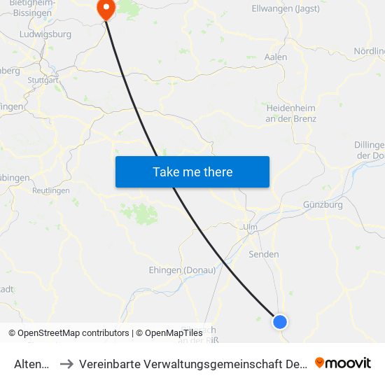 Altenstadt to Vereinbarte Verwaltungsgemeinschaft Der Stadt Backnang map