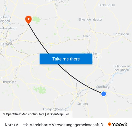Kötz (Vgem) to Vereinbarte Verwaltungsgemeinschaft Der Stadt Backnang map