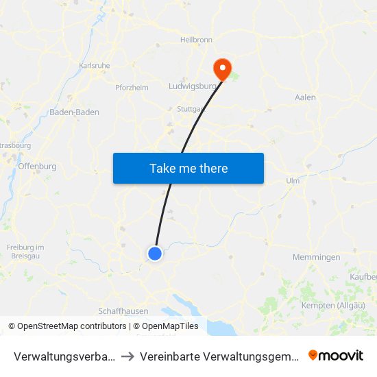 Verwaltungsverband Donau-Heuberg to Vereinbarte Verwaltungsgemeinschaft Der Stadt Backnang map