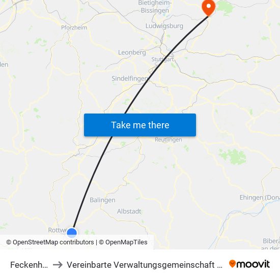 Feckenhausen to Vereinbarte Verwaltungsgemeinschaft Der Stadt Backnang map