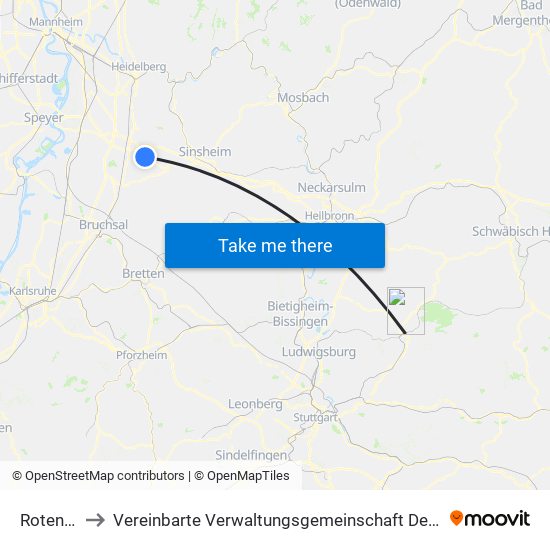 Rotenberg to Vereinbarte Verwaltungsgemeinschaft Der Stadt Backnang map