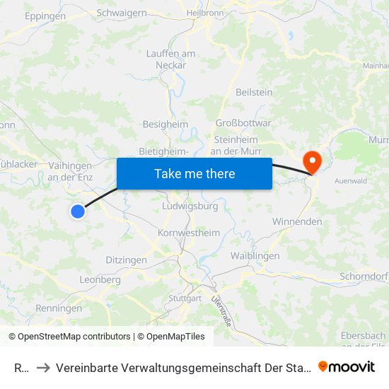 Riet to Vereinbarte Verwaltungsgemeinschaft Der Stadt Backnang map