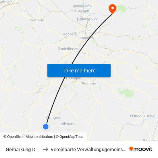 Gemarkung Dotternhausen to Vereinbarte Verwaltungsgemeinschaft Der Stadt Backnang map