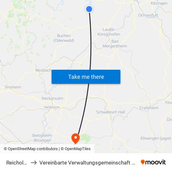 Reicholzheim to Vereinbarte Verwaltungsgemeinschaft Der Stadt Backnang map