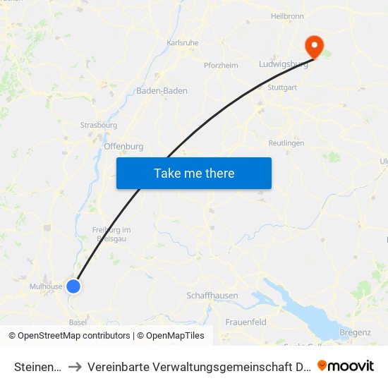 Steinenstadt to Vereinbarte Verwaltungsgemeinschaft Der Stadt Backnang map