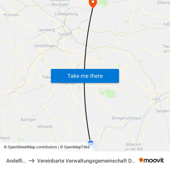 Andelfingen to Vereinbarte Verwaltungsgemeinschaft Der Stadt Backnang map