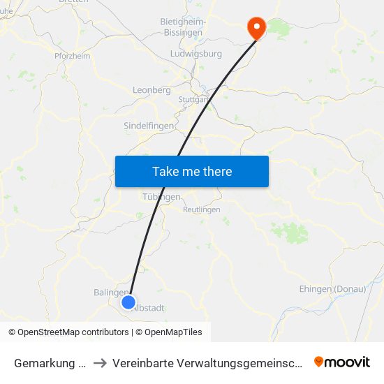 Gemarkung Zillhausen to Vereinbarte Verwaltungsgemeinschaft Der Stadt Backnang map