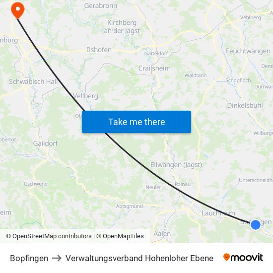 Bopfingen to Verwaltungsverband Hohenloher Ebene map