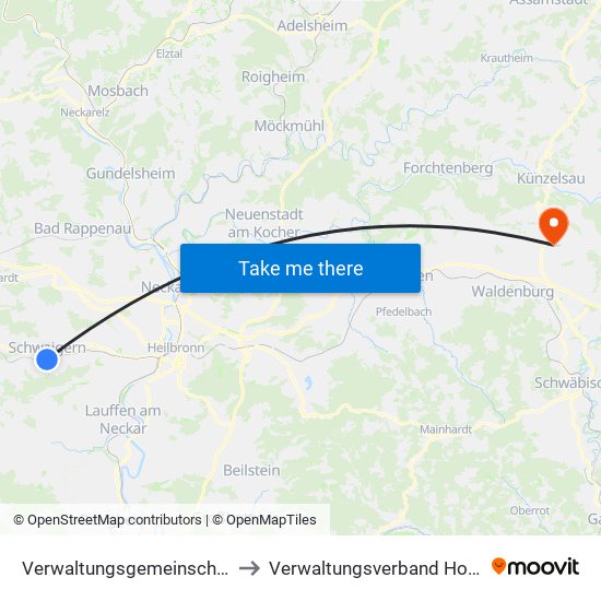 Verwaltungsgemeinschaft Schwaigern to Verwaltungsverband Hohenloher Ebene map