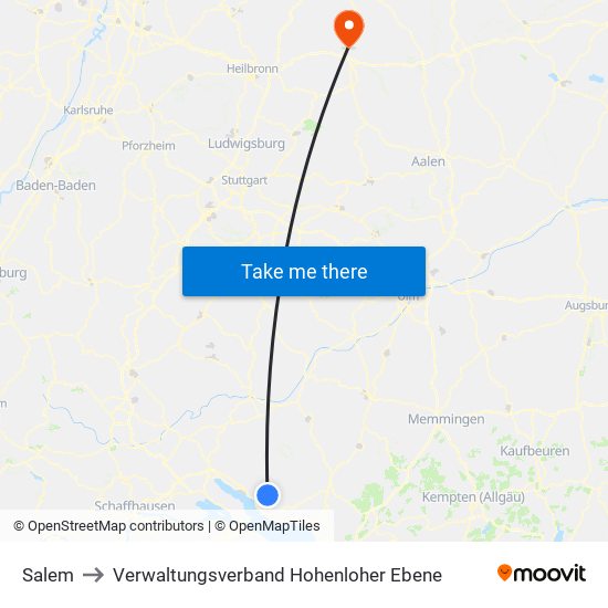 Salem to Verwaltungsverband Hohenloher Ebene map