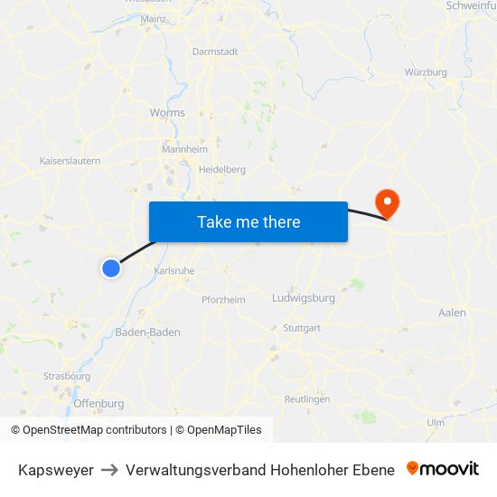 Kapsweyer to Verwaltungsverband Hohenloher Ebene map