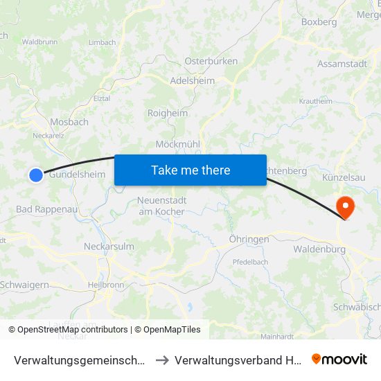 Verwaltungsgemeinschaft Haßmersheim to Verwaltungsverband Hohenloher Ebene map