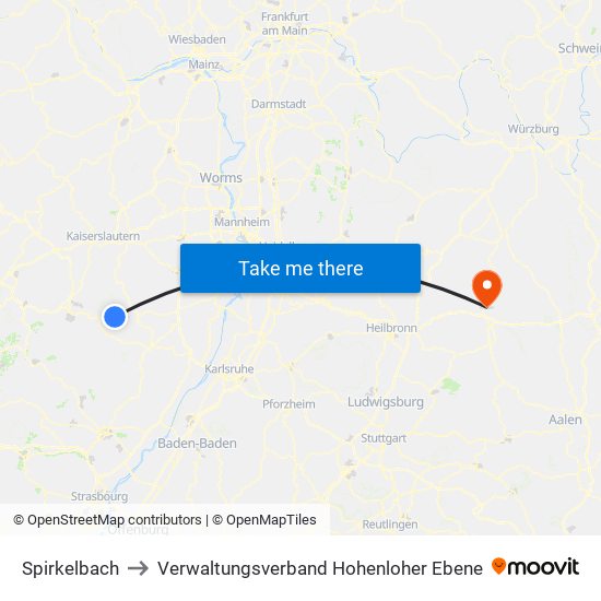 Spirkelbach to Verwaltungsverband Hohenloher Ebene map