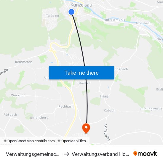 Verwaltungsgemeinschaft Künzelsau to Verwaltungsverband Hohenloher Ebene map
