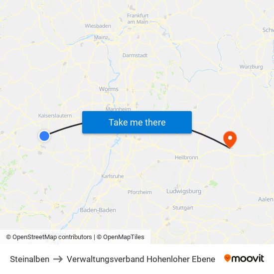 Steinalben to Verwaltungsverband Hohenloher Ebene map