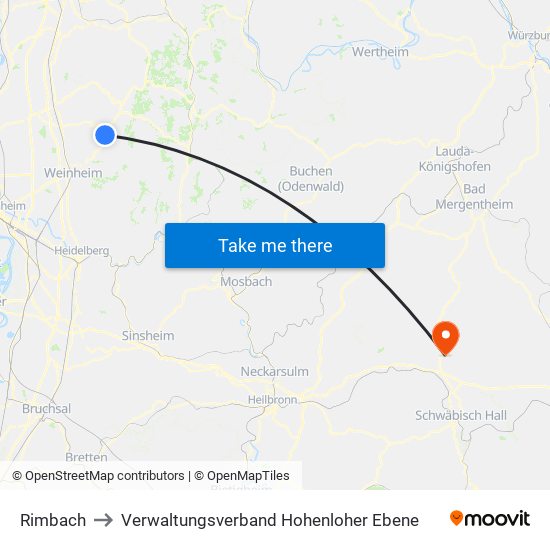 Rimbach to Verwaltungsverband Hohenloher Ebene map