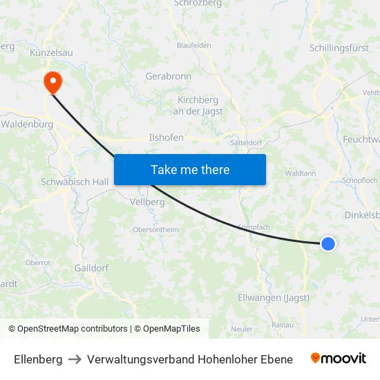 Ellenberg to Verwaltungsverband Hohenloher Ebene map