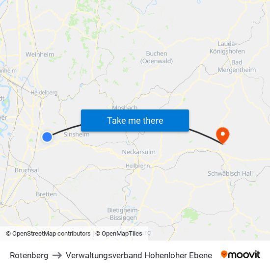 Rotenberg to Verwaltungsverband Hohenloher Ebene map