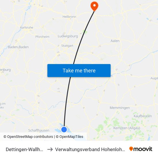 Dettingen-Wallhausen to Verwaltungsverband Hohenloher Ebene map