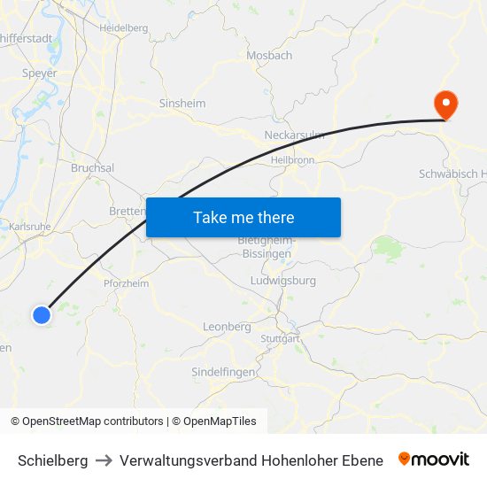 Schielberg to Verwaltungsverband Hohenloher Ebene map