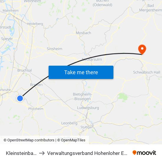 Kleinsteinbach to Verwaltungsverband Hohenloher Ebene map