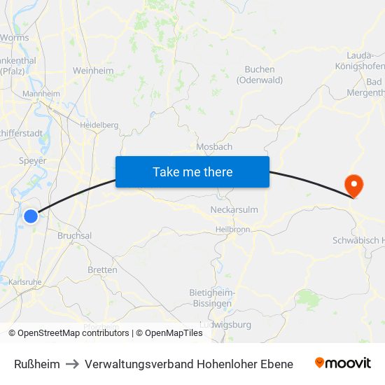 Rußheim to Verwaltungsverband Hohenloher Ebene map