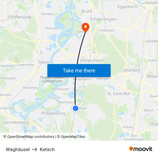 Waghäusel to Ketsch map