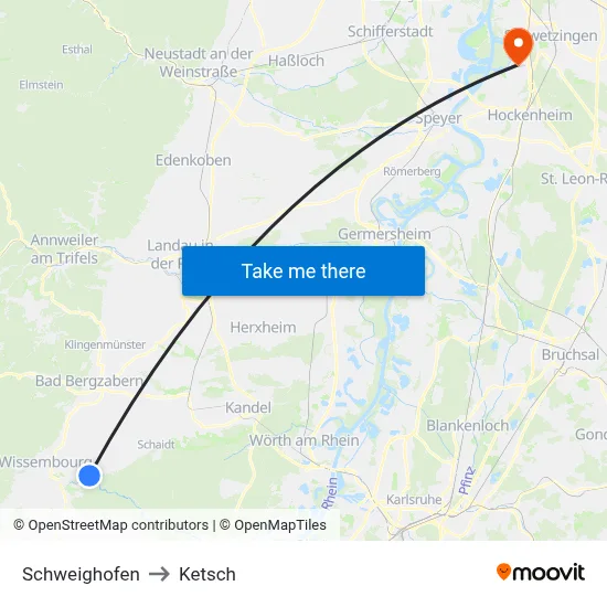 Schweighofen to Ketsch map