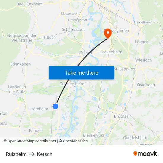 Rülzheim to Ketsch map