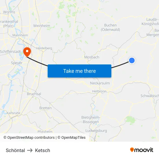 Schöntal to Ketsch map