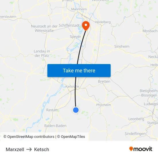 Marxzell to Ketsch map