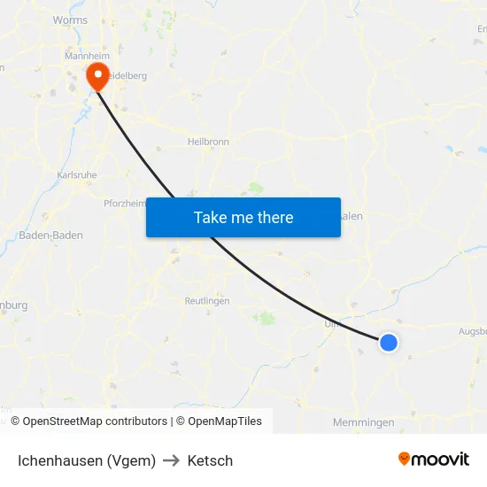 Ichenhausen (Vgem) to Ketsch map