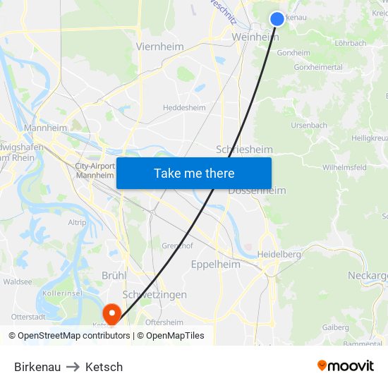 Birkenau to Ketsch map