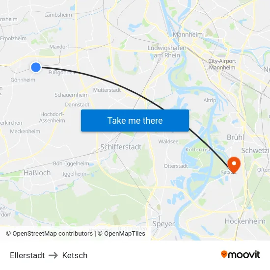 Ellerstadt to Ketsch map