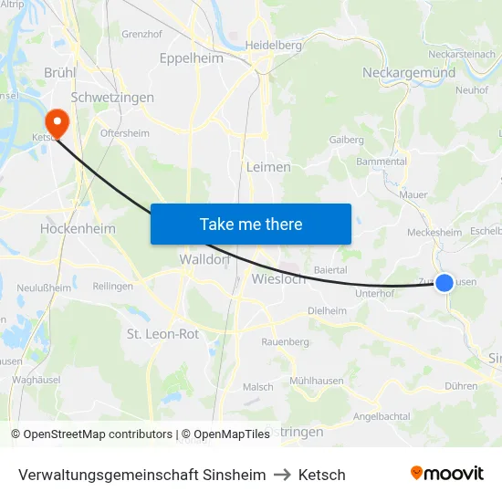 Verwaltungsgemeinschaft Sinsheim to Ketsch map