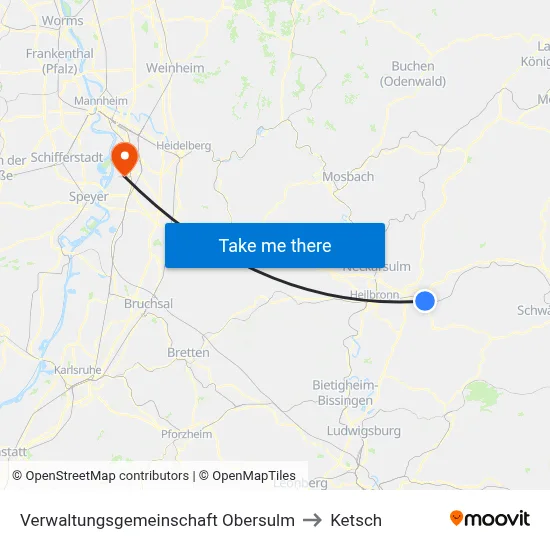 Verwaltungsgemeinschaft Obersulm to Ketsch map