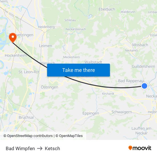 Bad Wimpfen to Ketsch map