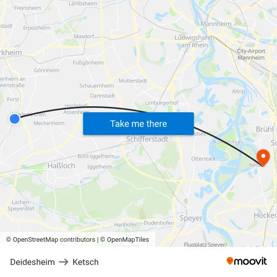 Deidesheim to Ketsch map