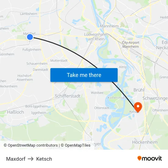 Maxdorf to Ketsch map