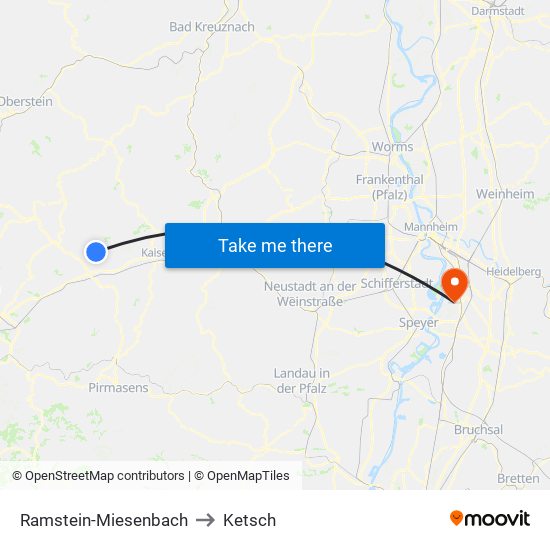 Ramstein-Miesenbach to Ketsch map