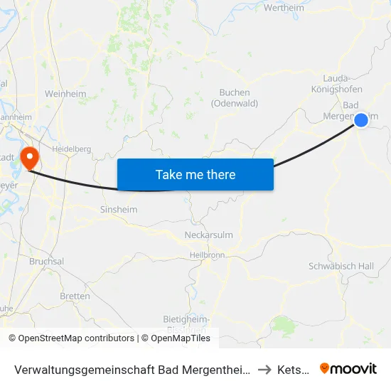 Verwaltungsgemeinschaft Bad Mergentheim to Ketsch map