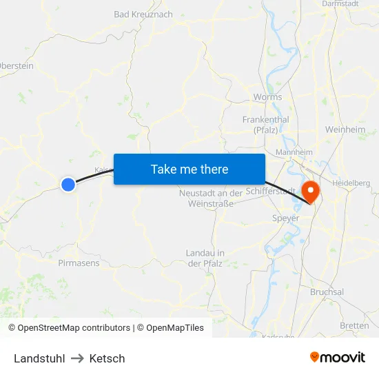 Landstuhl to Ketsch map