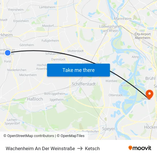 Wachenheim An Der Weinstraße to Ketsch map