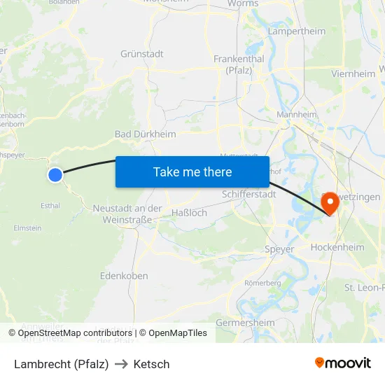 Lambrecht (Pfalz) to Ketsch map