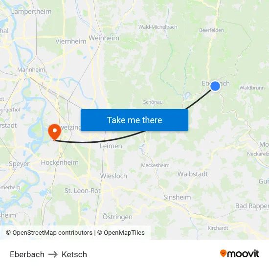 Eberbach to Ketsch map