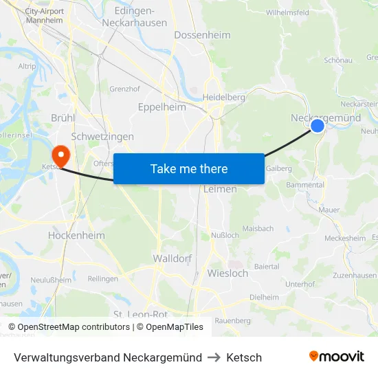 Verwaltungsverband Neckargemünd to Ketsch map