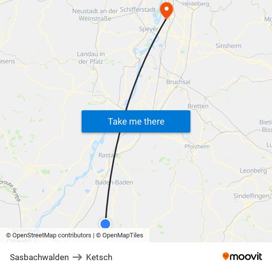 Sasbachwalden to Ketsch map