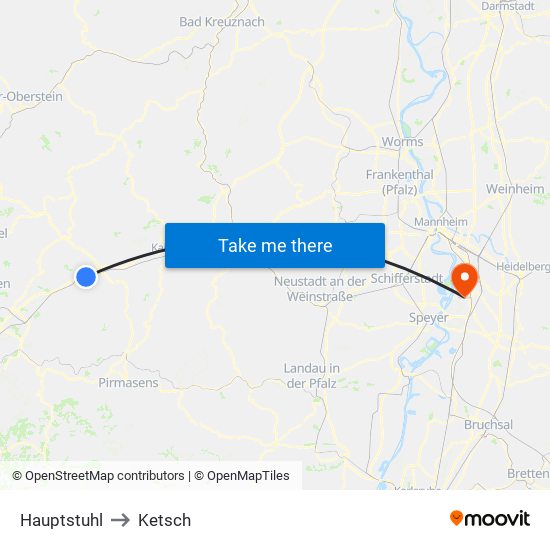 Hauptstuhl to Ketsch map