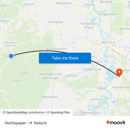 Hochspeyer to Ketsch map
