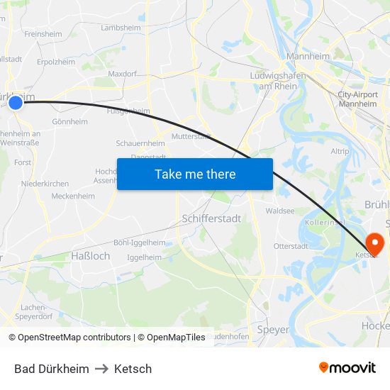 Bad Dürkheim to Ketsch map